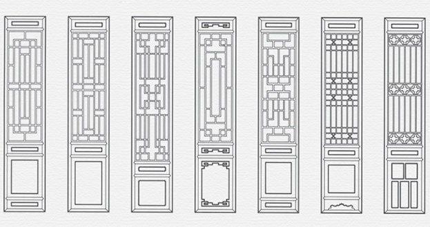 奎文常用中式仿古花窗图案隔断设计图